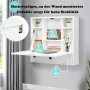 Weißer Costway Wandklapptisch mit offener Arbeitsplatte, Ablagefächern und Schublade. Kompakter Schreibtisch für Homeoffice.