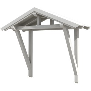 Weißes Skan Holz Haustürvordach Stralsund 2 aus Holz, 289x116 cm.