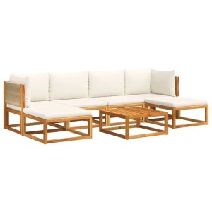 vidaXL 7-Tlg Gartensofa-Set mit Kissen Holz Akazie & Seil 3278862