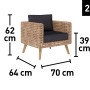Lounge Sessel Junee aus Polyrattan in Natur mit anthrazitfarbenen Kissen, Maße