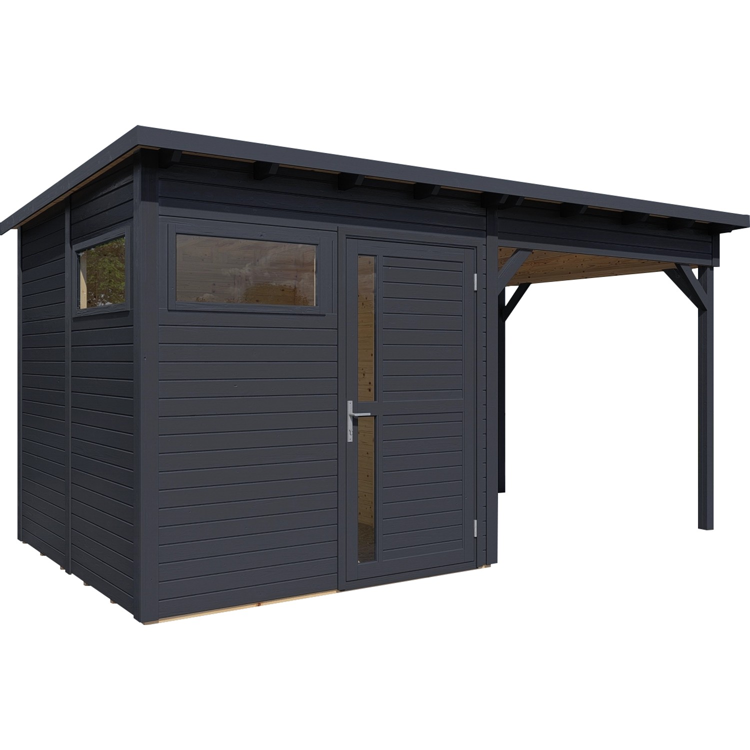 Bertilo Holz-Gartenhaus Pentus 2 Lounge Anthrazit 449 cm x 234 cm FSC®
