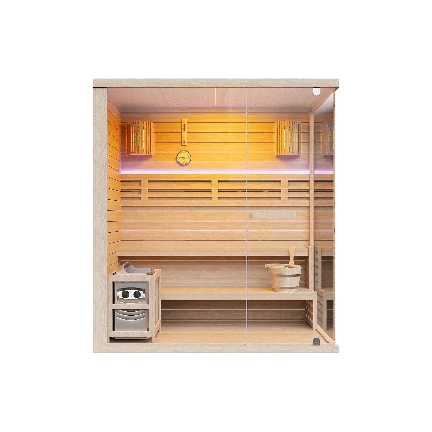 Vente-unique Finnische Sauna Selki Naturfarben Hell 180 cm