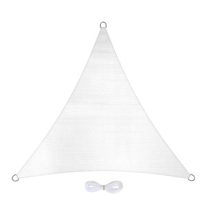 Weißes Jardinion Sonnensegel Dreieck (3x3x3m) aus Polyester für Garten, Balkon oder Terrasse.