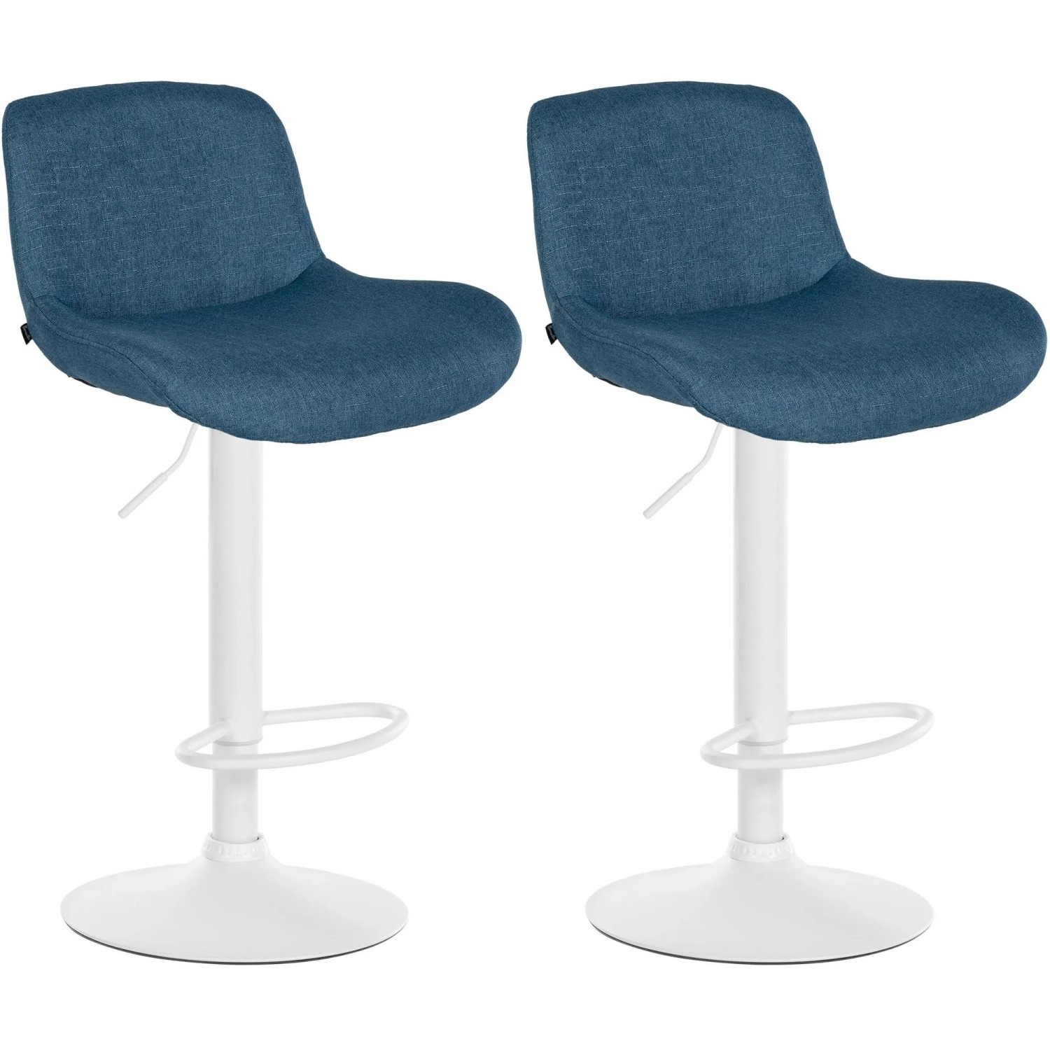 DELUKE 2er Set Barhocker PONOR Stoff Blau 50x50x85cm Weiß Barstuhl Höhenverstellbar Mit Lehne Drehbar Tresenhocker Tresenstuhl