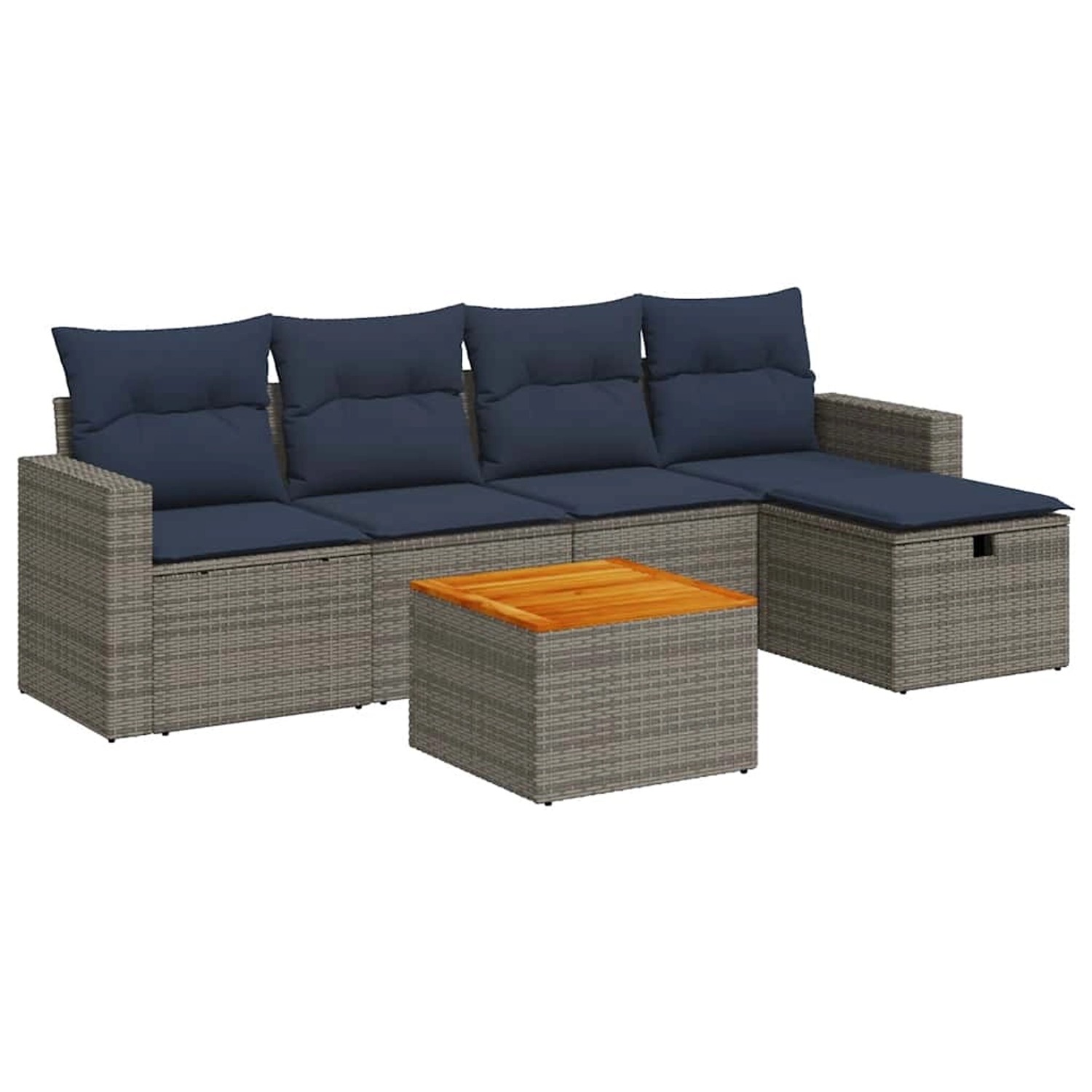 vidaXL 6-Tlg Garten-Sofagarnitur mit Kissen Grau Poly Rattan 3325785 günstig online kaufen