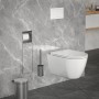 LuxeBath Unterputz WC-Modul Silber aus Edelstahl mit Toilettenbürste und Papierhalter.