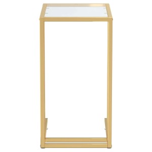 VidaXL Computer-Beistelltisch, transparentes Hartglas, goldenes Gestell, 50x35x65 cm.