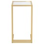 VidaXL Computer-Beistelltisch, transparentes Hartglas, goldenes Gestell, 50x35x65 cm.