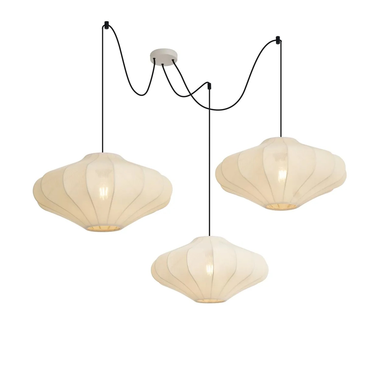 QAZQA Japandi Hängelampe Beige 50cm 3-flammig Plu