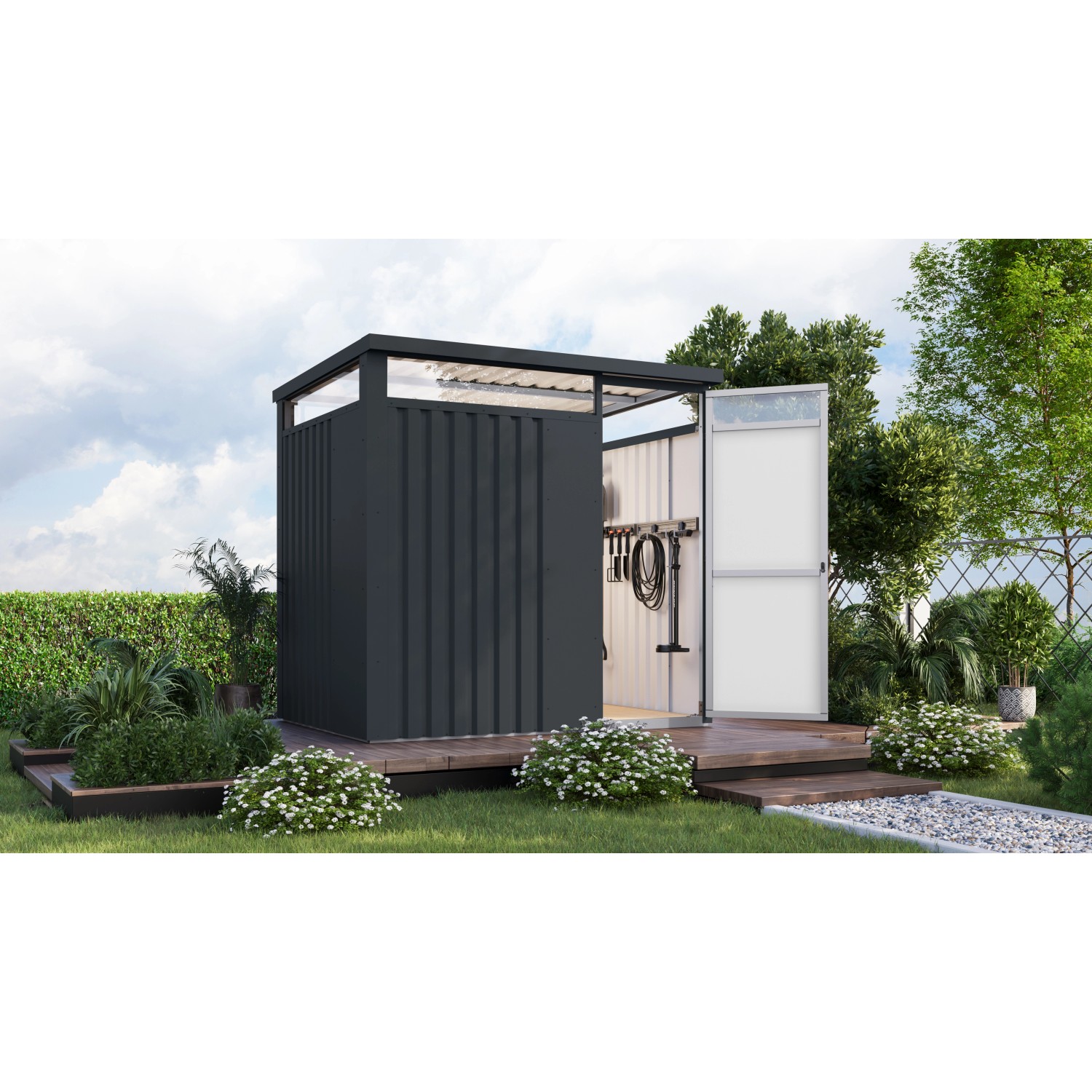 Karibu Gartenhaus Amato 1,5 Anthrazit 218 x 225 x 165 cm günstig online kaufen