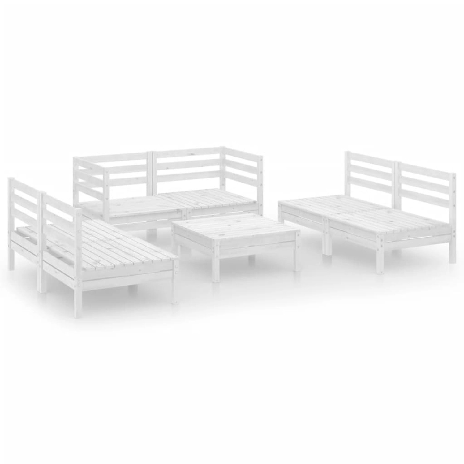 vidaXL 7-Tlg Garten-Lounge-Set Weiß Massivholz Kiefer 3082558