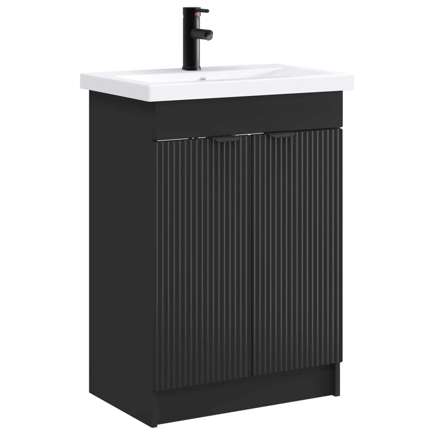 vidaXL Badezimmermöbel-Set Schwarz 56 x 37,5 x 81 cm Holzwerkstoff 3404145