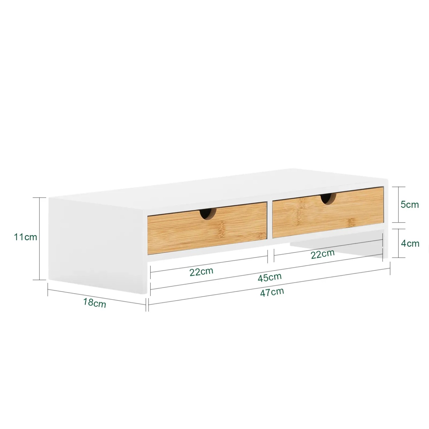 SoBuy Monitorständer mit 2 Schubladen Monitorerhöhung für Schreibtisch 47x11x18cm BBF02-WN_5