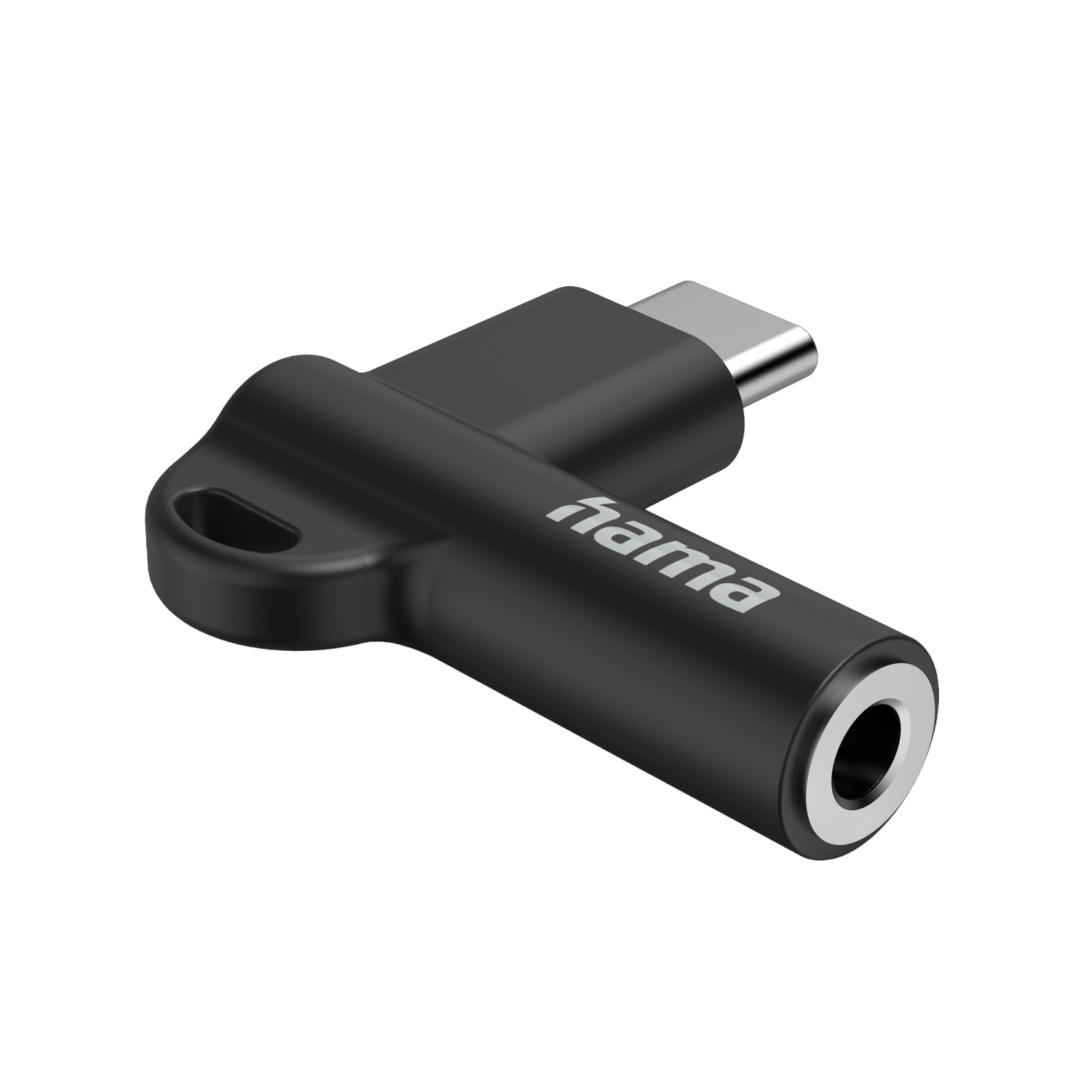 Hama Aux-Adapter USB-C 90° Winkelstecker 3,5 mm Klinke Buchse Schwarz