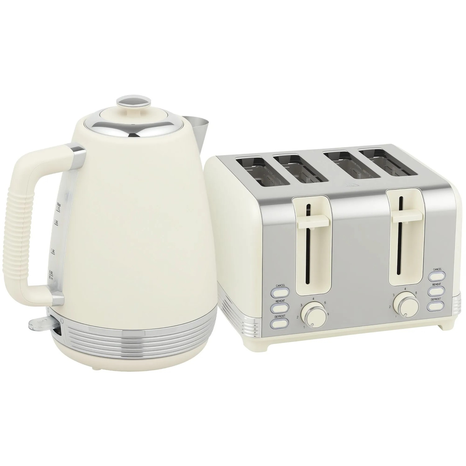 HOMCOM Kocher-Toaster-Set Edelstahl Kunststoff 21,1L x 16,5B x 25,2H cm Cremeweiß
