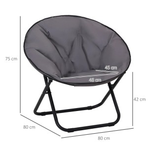 Outsunny Campingstuhl, grau, mit Metallrahmen und gepolstertem Sitz. Ideal für Outdoor-Aktivitäten.