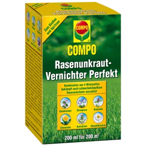 Compo Rasenunkrautvernichter Perfekt, 200ml Flasche. Unkrautbekämpfung für den Rasen.