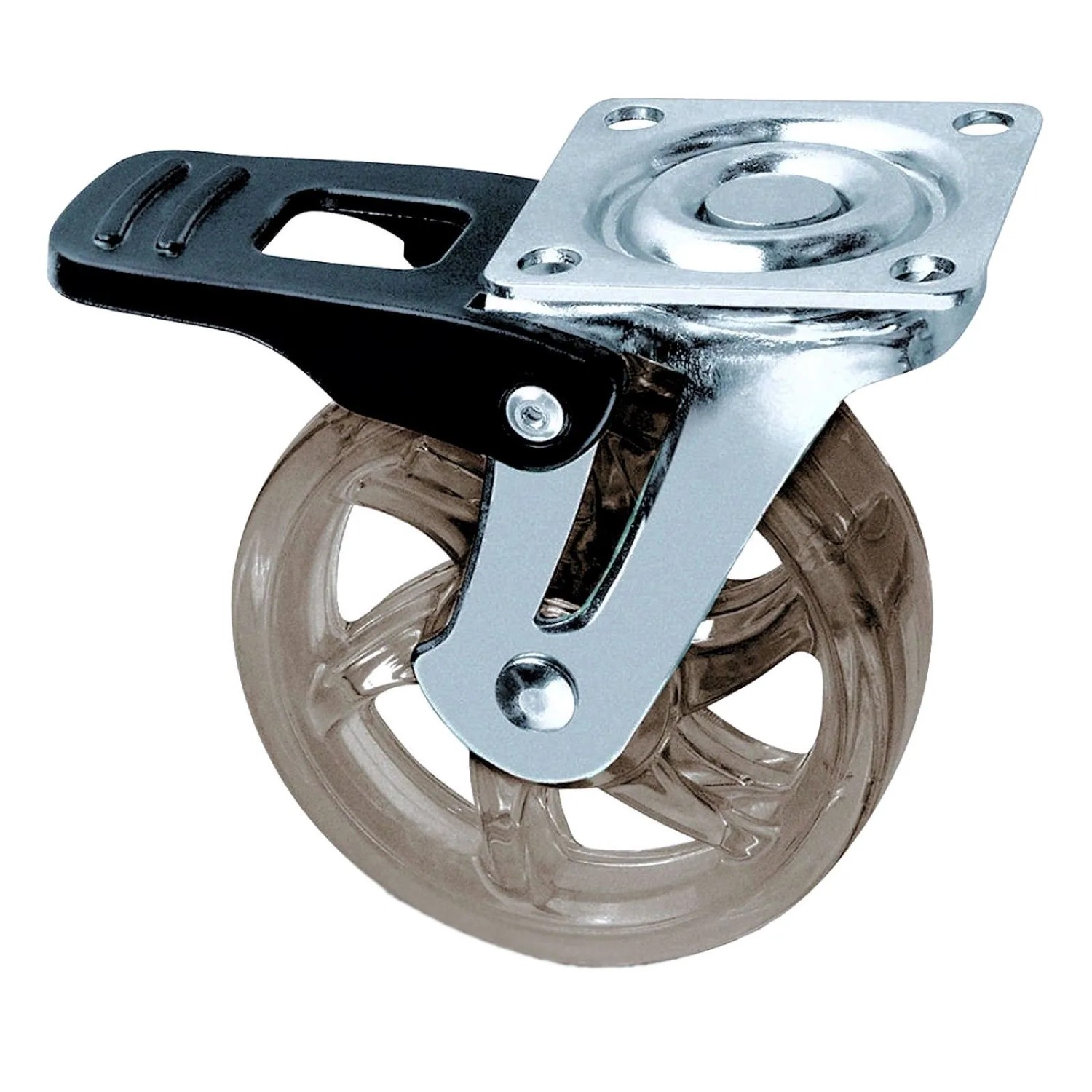 SOTECH Lenkrolle RAPID Ø75 mm Transparent Braun Belastbar Bis 35 Kg mit Bremse