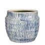 Blauer, runder Topf Martha von Mica Decorations, Ø 17 cm, mit vertikalem Linienmuster.