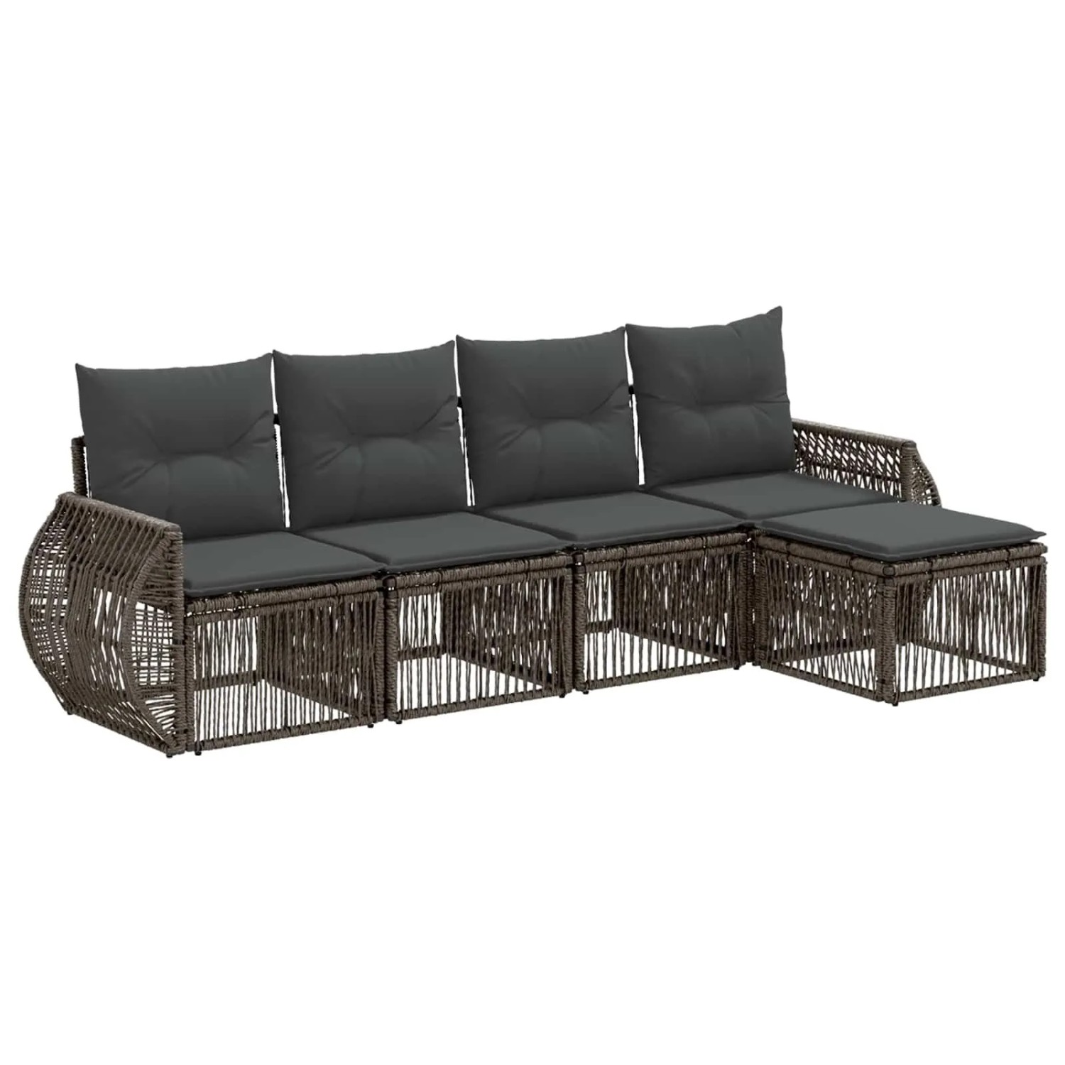 vidaXL Gartensofa-Set 5-Tlg Grau und Dunkelgrau Poly-Rattan 3435404