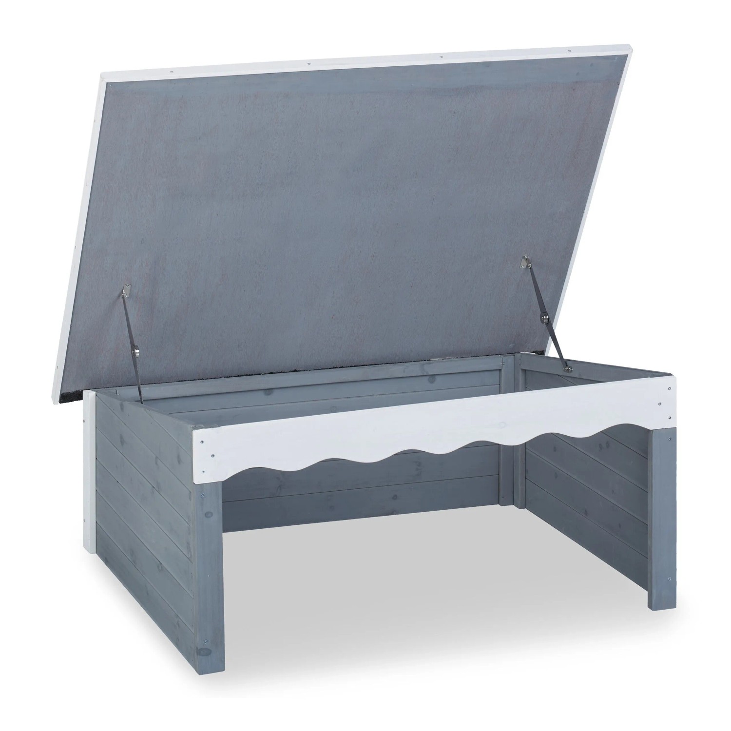 Relaxdays Mähroboter Garage Tannenholz Grau Wetterfest Aufklappbar 46 cm x 108 cm x 82 cm 11,5 kg