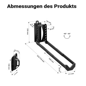 Wiltec Fahrrad Wandhalterung 11,8X30,7-34X43,8-62,5Cm Bis 35Kg Fahrradhalterung