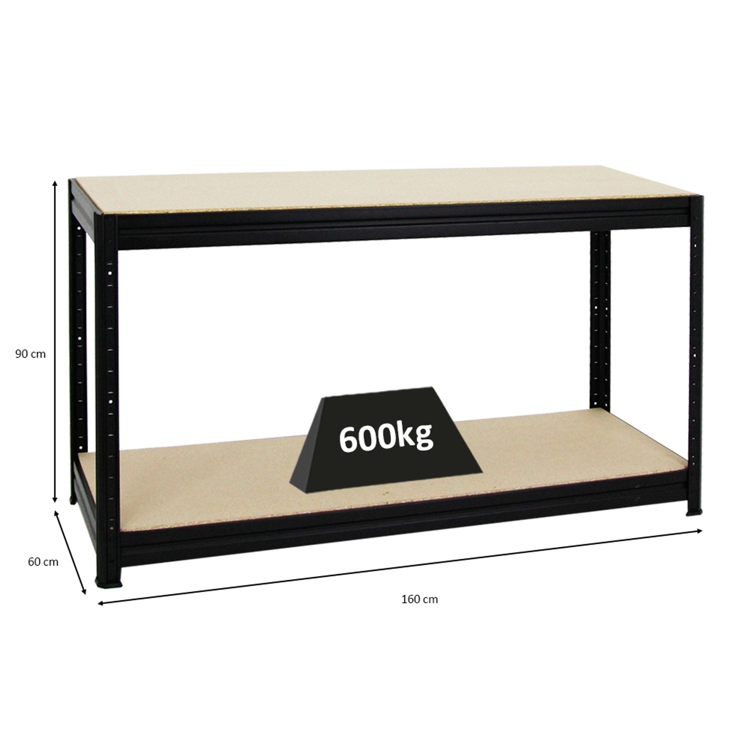 PROREGAL Werkbank Big Dino mit 600kg Last und Schwerlastregal Big Elephant, 180x120x60cm.