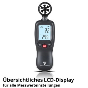 STAHLWERK Anemometer zur Messung von Luftgeschwindigkeit und Temperatur.