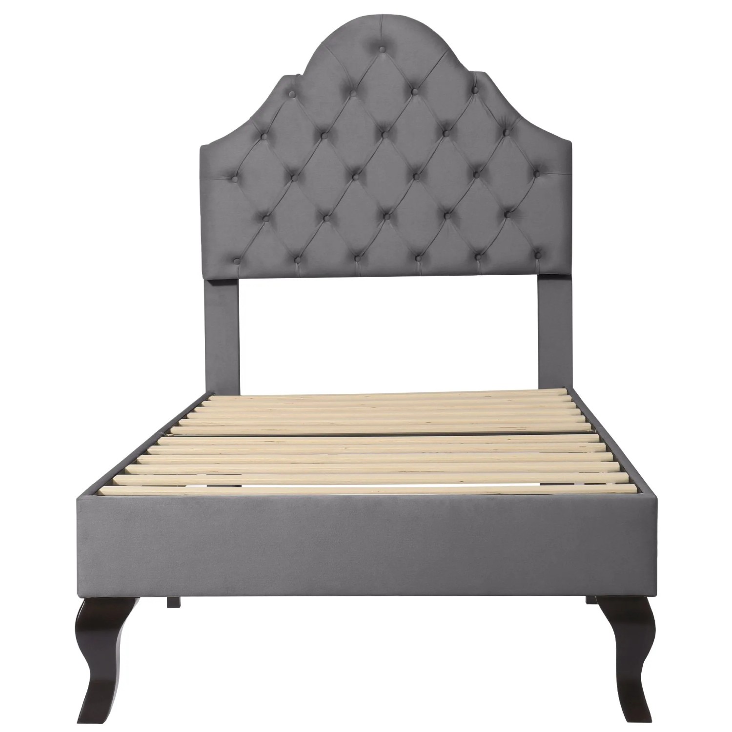 okwish Polsterbett 90x200cm mit Höhenverstellbarem Kopfteil Jugendzimmer Grau ohne Matratze