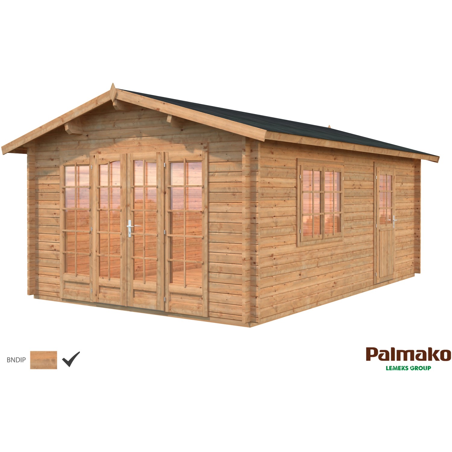 Palmako Irene Holz-Gartenhaus/Gerätehaus Braun Satteldach Tauchgrundiert 380 cm x 550 cm