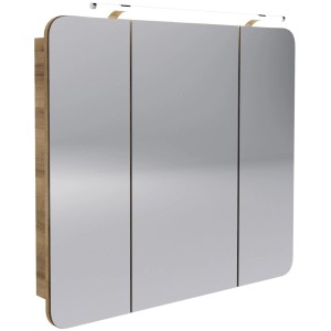 Fackelmann Spiegelschrank Asteiche 90 cm mit 3 Türen und LED-Leuchte.