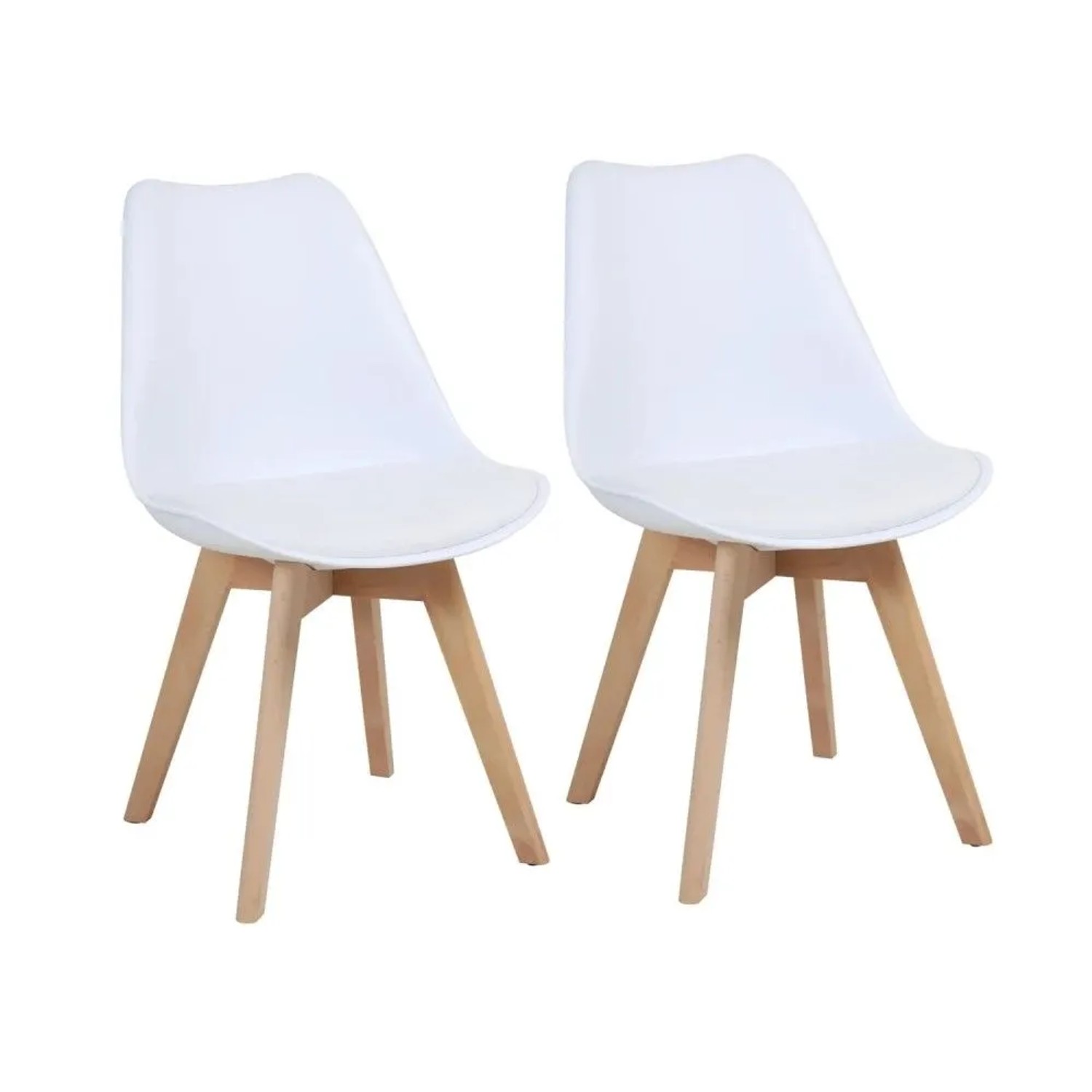 Svita Mats 2er Set Esszimmerstühle Küchenstühle Holz Lehne Kunstleder Weiß
