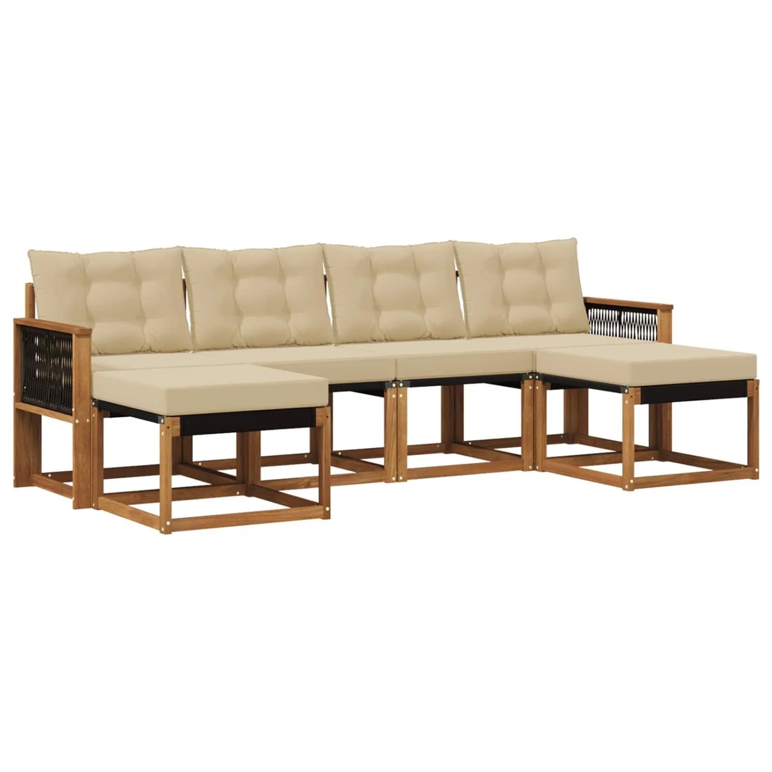 vidaXL Outdoor-Sofagarnitur mit Kissen 6 Stk Natur und Beige 3382129