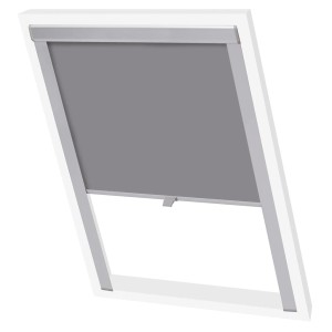 Graues Verdunkelungsrollo PK06 für Velux Fenster, geeignet für Dachfenster. Sichtschutz und Abdunklung für Ihr Zuhause.
