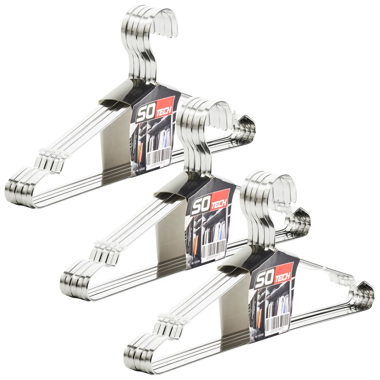 SOTECH 15er Set Design Kleiderbügel Edelstahl 450 x 193 mm mit Haken
