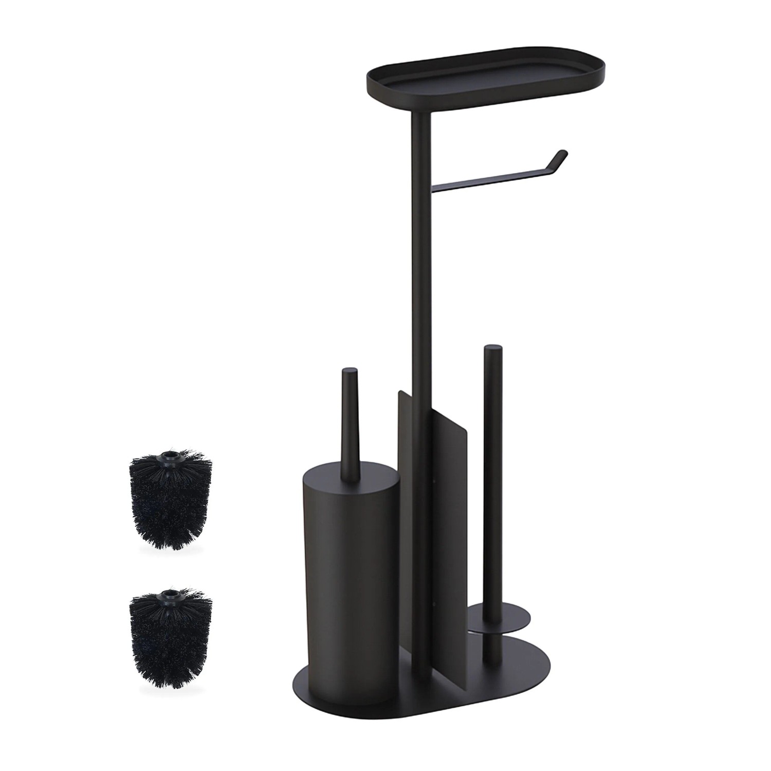 Relaxdays WC Garnitur Metall Schwarz Freistehend 65 cm x 26 cm x 17 cm