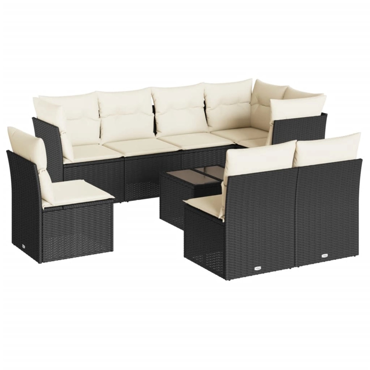 vidaXL 9-tlg Garten-Sofagarnitur mit Kissen Schwarz Poly Rattan Modell 54 günstig online kaufen