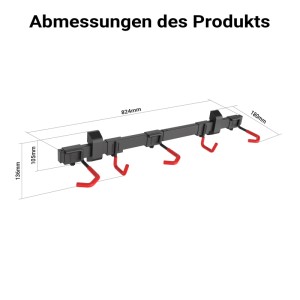 Wiltec Fahrrad Wandhalterung 3 Fahrräder 82,4X18X13,6Cm 150Kg Fahrradhalterung
