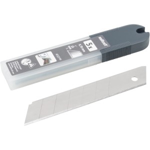 wolfcraft Abbrechklingen, 25mm, 5er Pack im Kunststoff-Dispenser. Messer-Zubehör für Profis.