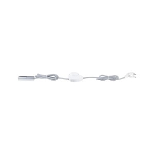 Paulmann URail Einspeisung Kabel mit weißem Schalter und Eurostecker, Chrom matt, für LED-Schienensysteme.