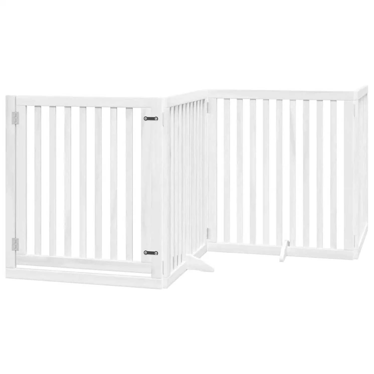 vidaXL 8 Tlg Hundetor mit Tür Faltbar Weiß 640 cm Pappelholz 3155678