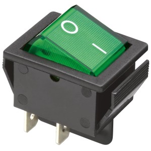 Blanko Wippschalter, beleuchtet, grün, mit I-O Symbol für Schalterprogramme.