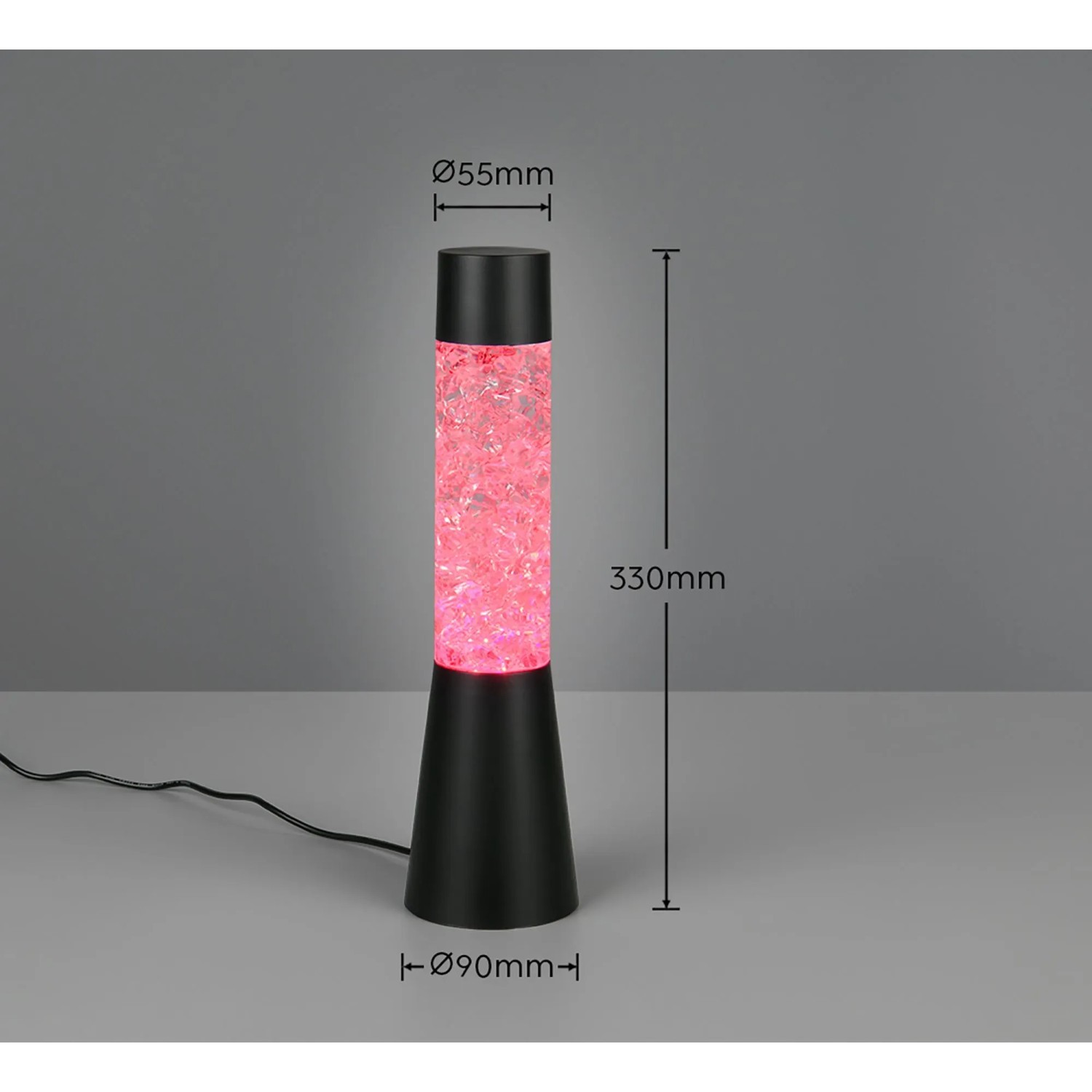 Reality LED Tischleuchte Martini mit RGB Farbwechsel und Glitzer in Wassersäule.
