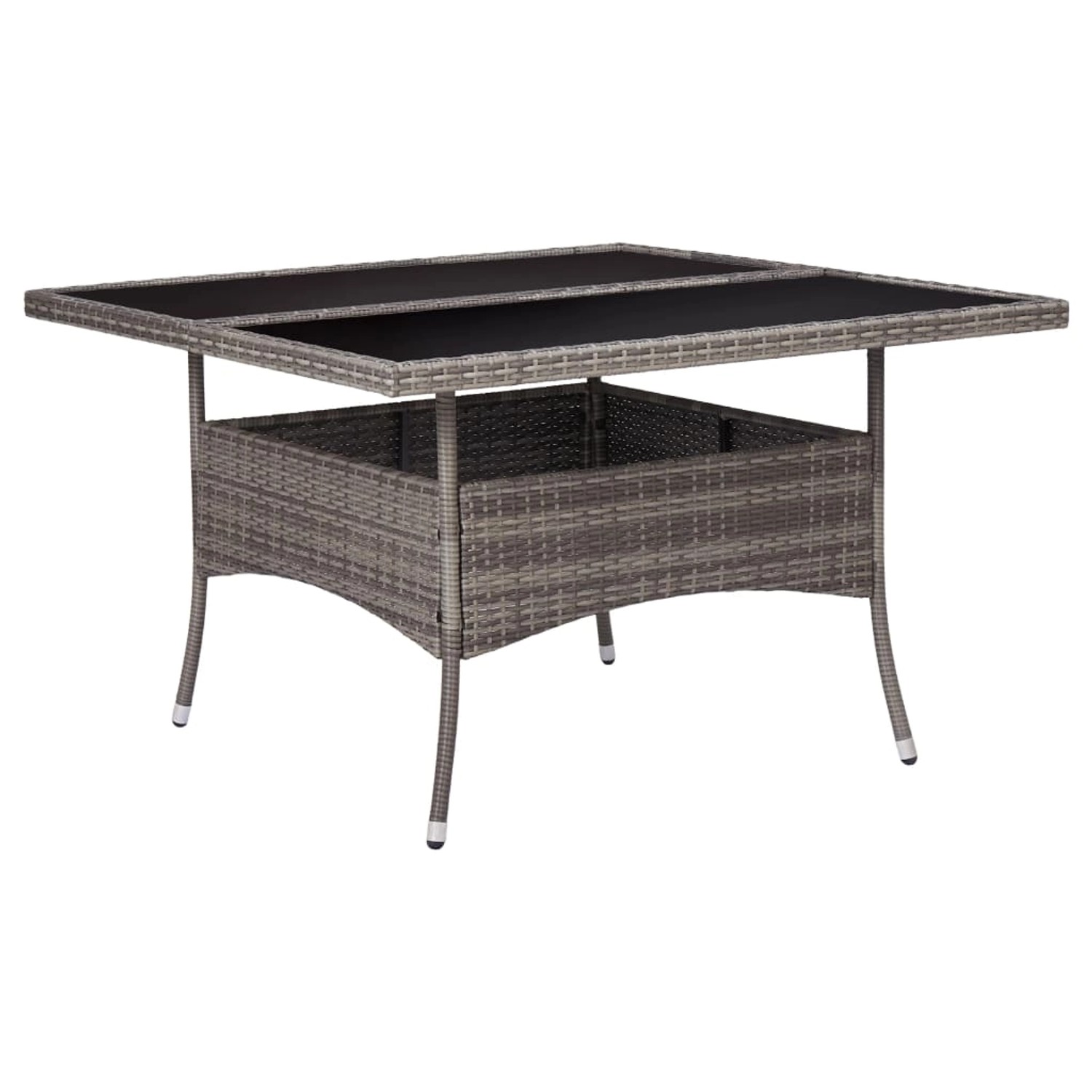 vidaXL Garten-Esstisch Grau Poly Rattan und Glas 46190 günstig online kaufen