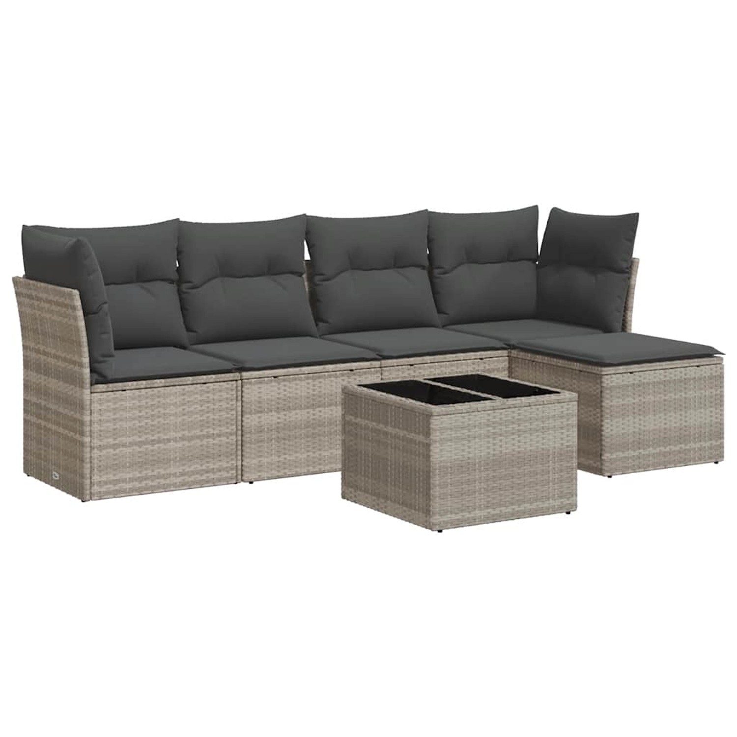 vidaXL 6-Tlg Garten-Sofagarnitur mit Kissen Hellgrau Poly Rattan 3325278 günstig online kaufen