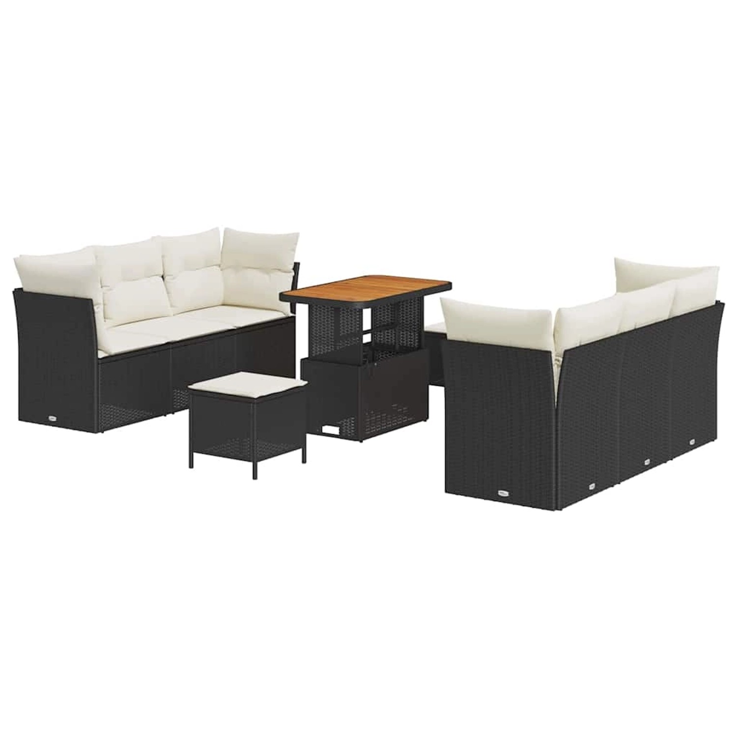 vidaXL 9-Teiliges Garten-Sofa-Set mit Kissen aus Schwarzem Poly Rattan und günstig online kaufen