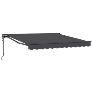 Anthrazitfarbene vidaXL Einziehbare Markise 300x250 cm aus Polyester und Metall mit Kurbel.