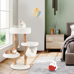 Costway Katzenmöbel Katzenkratzbaum Kletterbaum Katzen Weiß 87cm