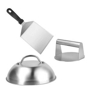 Relaxdays Smash Burger Set 3-teilig Edelstahl Silber