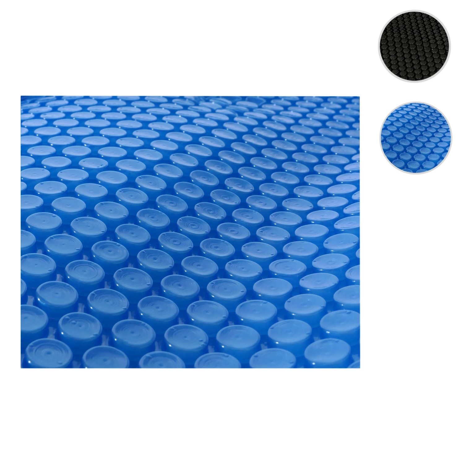 Rechteckige, schwarze/blaue Pool-Solarplane 3x2m (400µm) mit Noppen zur Wärmespeicherung.